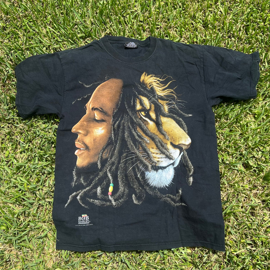 Reggae Royalty Fusion-Half Bob Marley Half Lion Tee